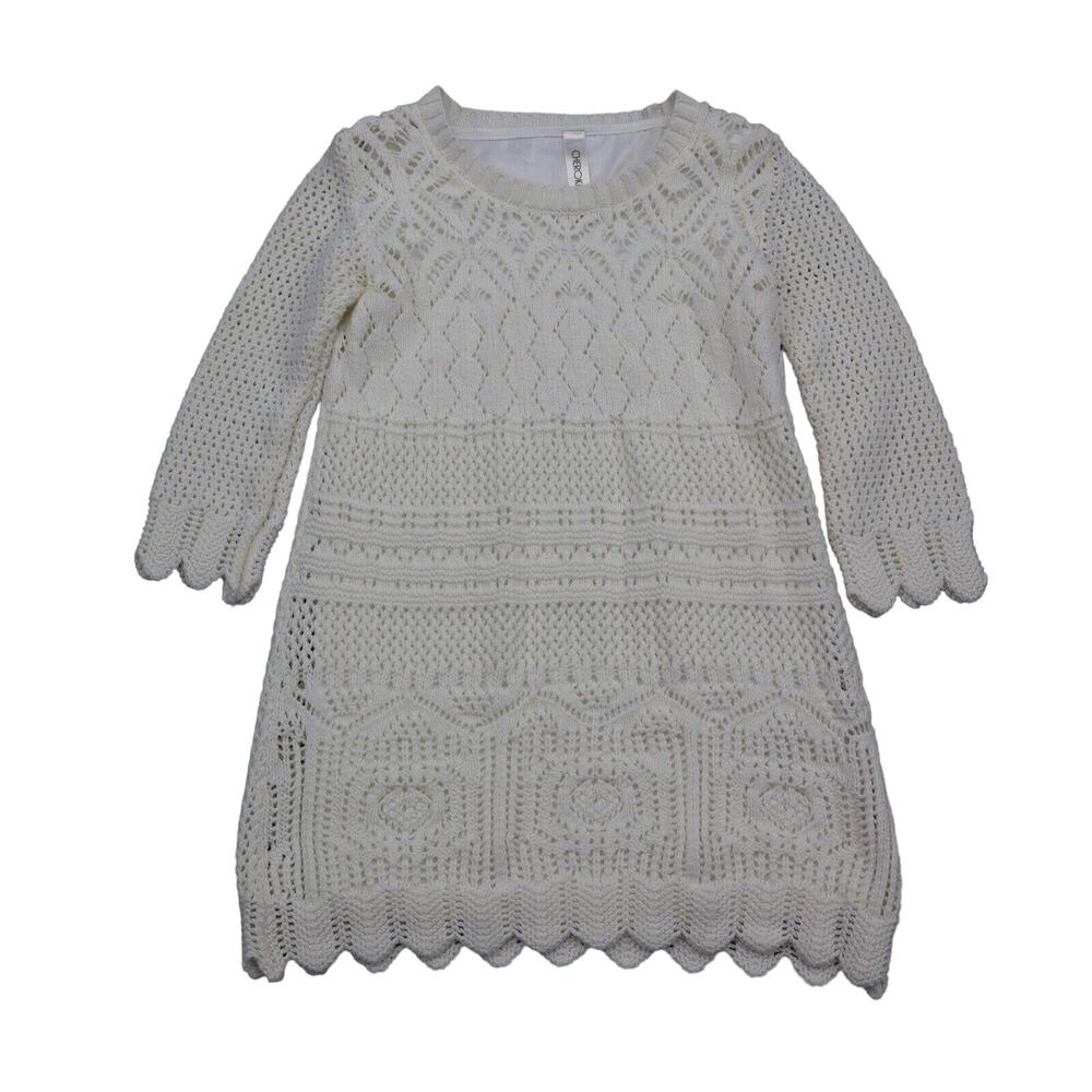 Cherokee Dress Girls M Ivory Sweater Dress Long Sleeve Round Neck Pullover Knit